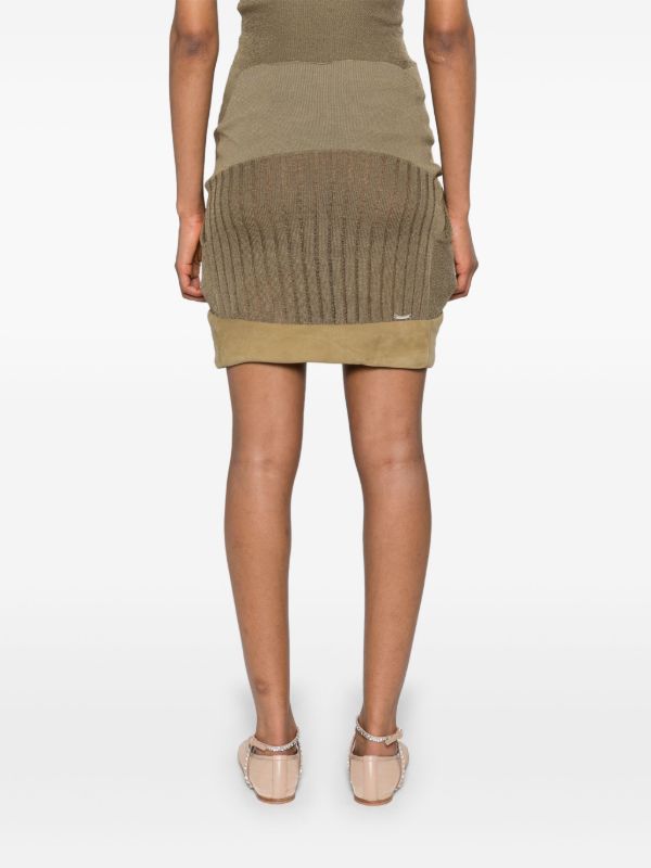 Browns Isa Boulder Green Two-Tone Miniskirt | Browns Fitted Skirts