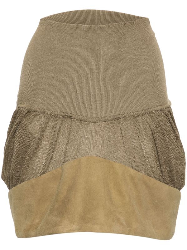 browns Isa Boulder Green Two-Tone Miniskirt | Browns Fitted Skirts