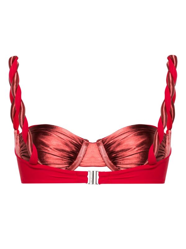Browns Isa Boulder Red Braid-Detail Bikini Top | Browns Bikinis