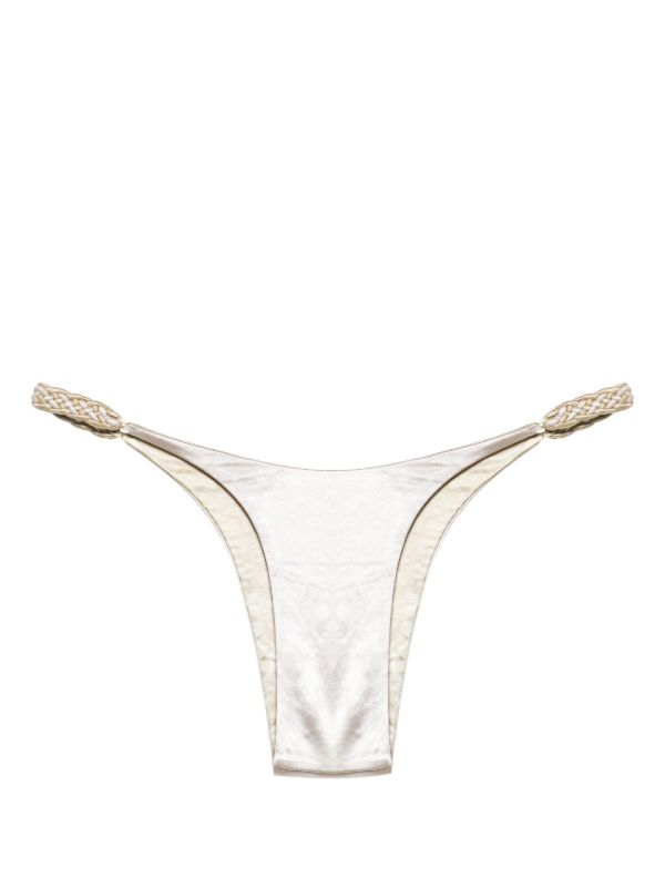 browns Isa Boulder Silver-Tone Satin-Finish Bikini Bottoms | Browns Bikinis