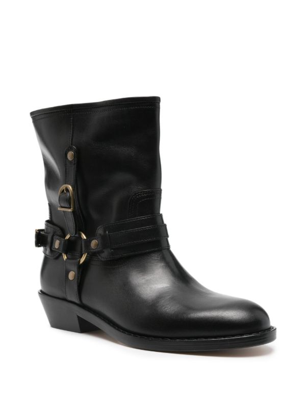 Browns ISABEL MARANT 40mm Buckle-strap Leather Biker Boots | Browns Boots