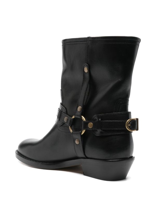 Browns ISABEL MARANT 40mm Buckle-strap Leather Biker Boots | Browns Boots