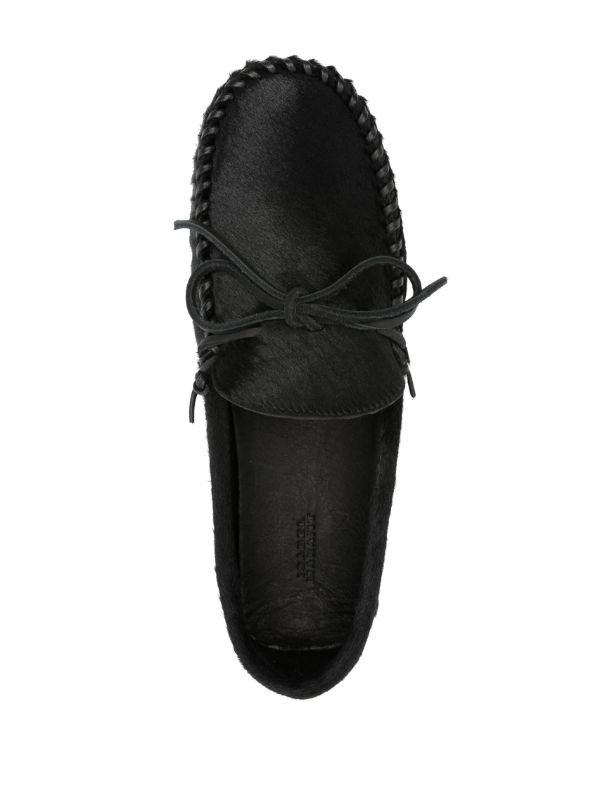 Browns ISABEL MARANT Black Bow-Embellished Hair Loafers | Browns Loafers