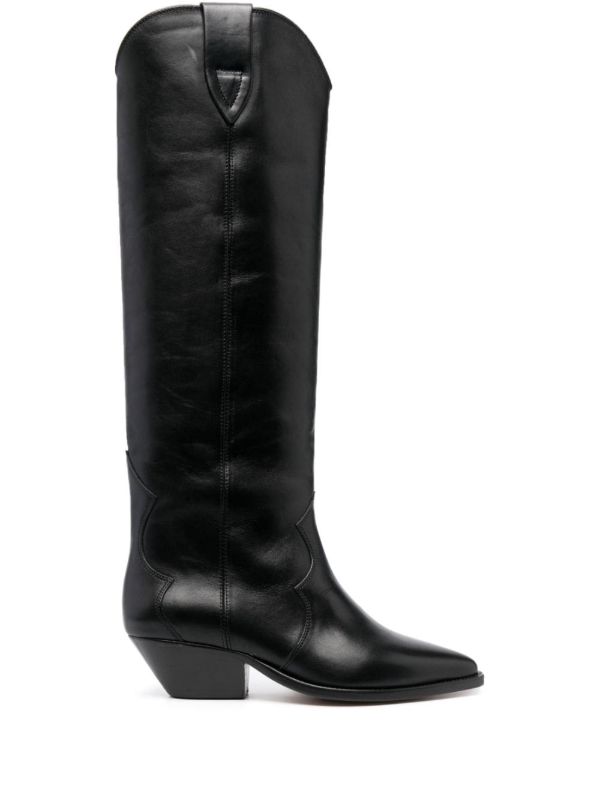 browns ISABEL MARANT Black Denvee 40 Leather Boots | Browns Boots