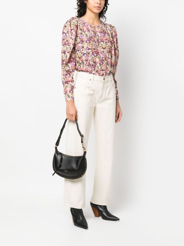 Browns ISABEL MARANT Black Oskan Moon Leather Shoulder Bag | Browns Shoulder Bags