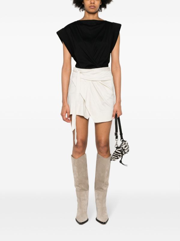 Browns ISABEL MARANT White Berecine Wrap Mini Skirt | Browns Asymmetric & Draped Skirts