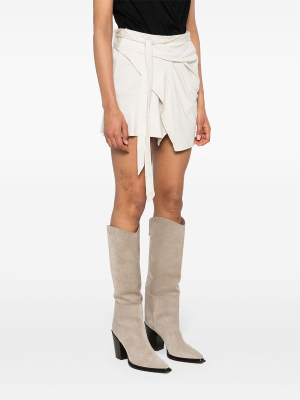 Browns ISABEL MARANT White Berecine Wrap Mini Skirt | Browns Asymmetric & Draped Skirts
