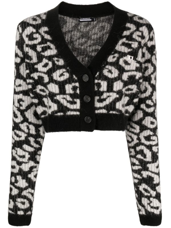 browns J.Lindeberg black Mallory leopard-pattern cardigan | Browns Cardigans