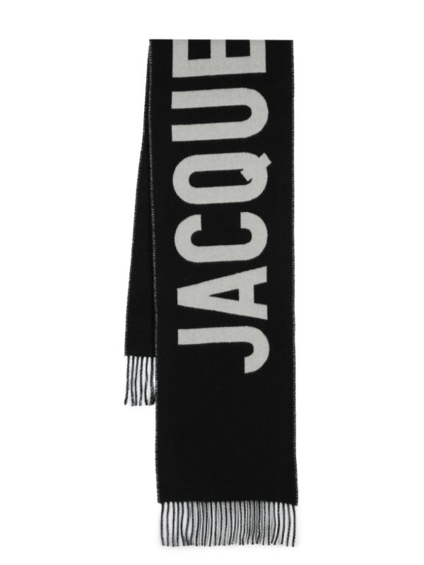 browns Jacquemus Black L'écharpe Logo Jacquard Wool Scarf | Browns Scarves