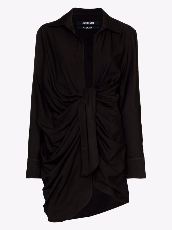 browns Jacquemus black La Robe Bahia draped mini dress | Browns Day Dresses