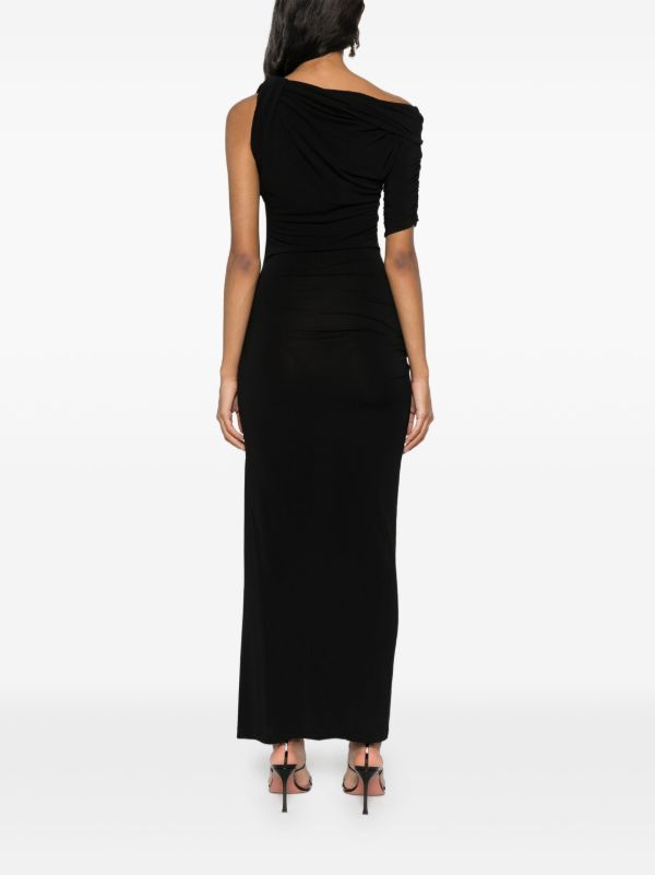 Browns Jacquemus Black La Robe Drapeado Midi Dress | Browns Cocktail & Party Dresses