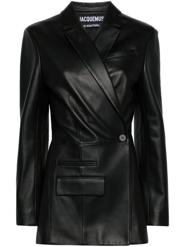 browns Jacquemus Black La Veste Tibau Leather Blazer | Browns Blazers