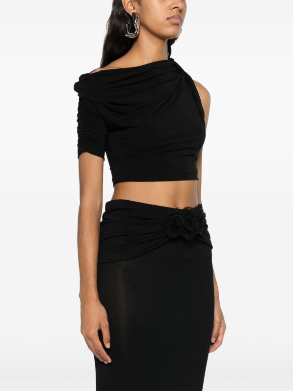 Browns Jacquemus Black Le Haut Drapeado Cropped Top | Browns Blouses