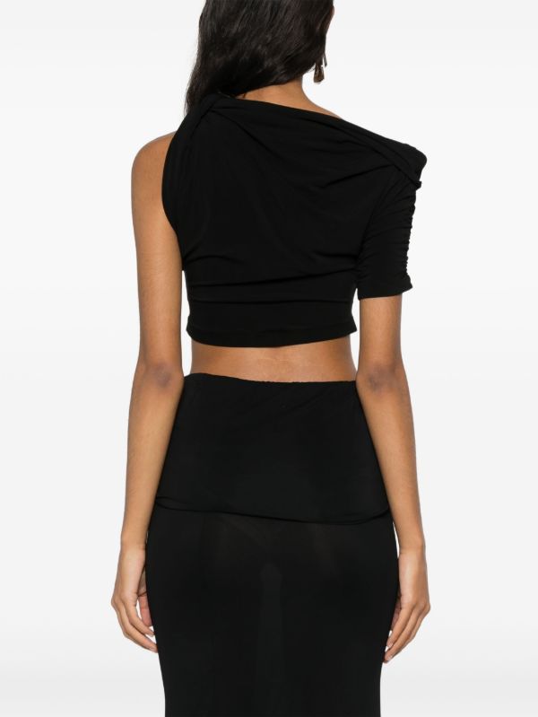 Browns Jacquemus Black Le Haut Drapeado Cropped Top | Browns Blouses