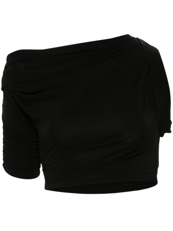 browns Jacquemus Black Le Haut Drapeado Cropped Top | Browns Blouses