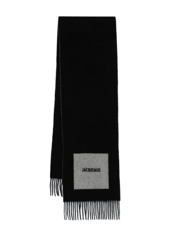 browns Jacquemus Black Logo Jacquard Scarf | Browns Scarves