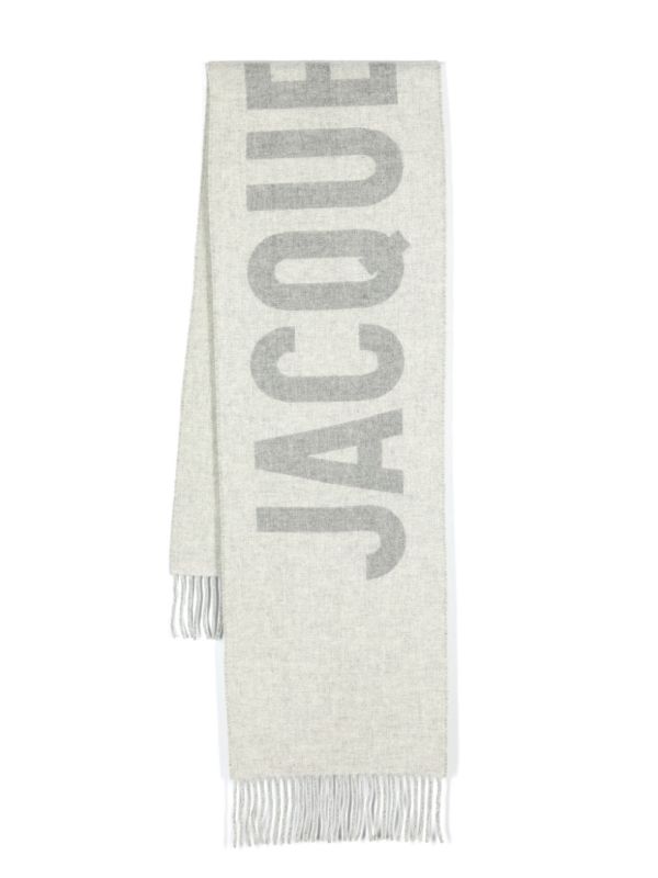 browns Jacquemus Grey L'écharpe Logo Jacquard Wool Scarf | Browns Scarves