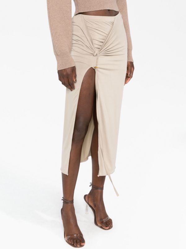 Browns Jacquemus Grey La Jupe Pareo Croissant Midi Skirt | Browns Asymmetric & Draped Skirts