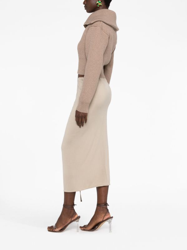 Browns Jacquemus Grey La Jupe Pareo Croissant Midi Skirt | Browns Asymmetric & Draped Skirts