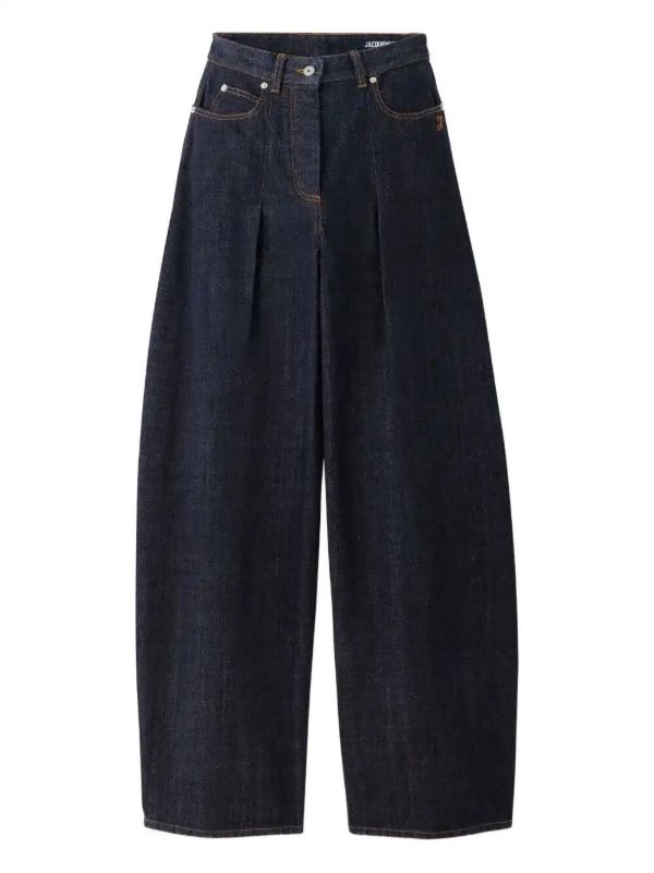 browns Jacquemus Le De-Nîmes Ovalo pleated jeans | Browns Wide-Leg Jeans
