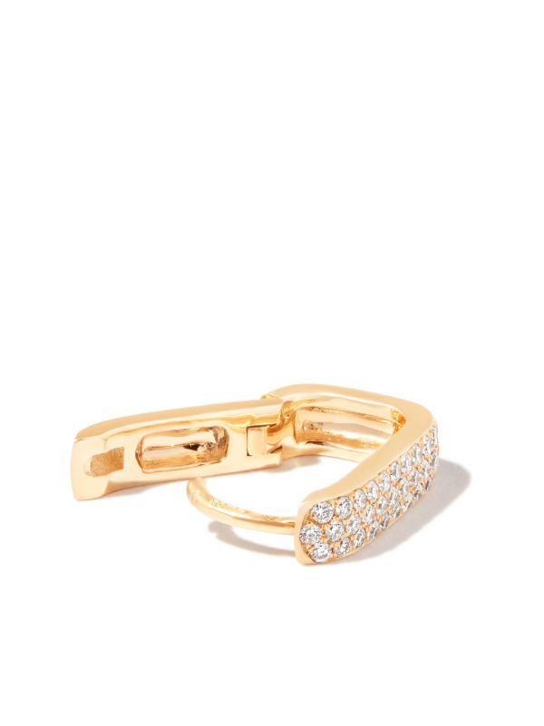 Browns Jacquie Aiche 14K Yellow Gold Small Rectangle Diamond Hoop Earring | Browns Fine Earrings
