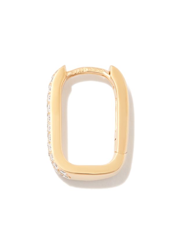 Browns Jacquie Aiche 14K Yellow Gold Small Rectangle Diamond Hoop Earring | Browns Fine Earrings