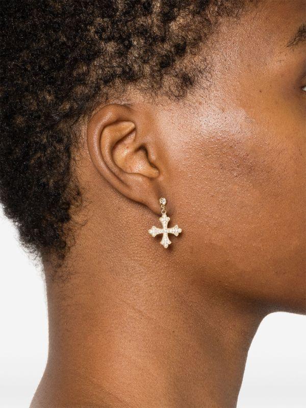 Browns Jacquie Aiche 14kt Yellow Gold Cross Diamond Earring | Browns Earrings