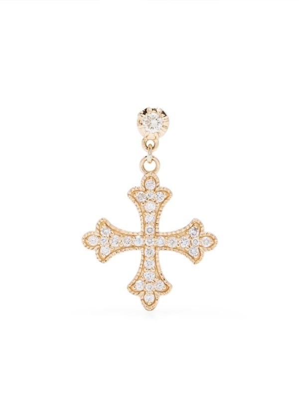 browns Jacquie Aiche 14kt yellow gold cross diamond earring | Browns Earrings