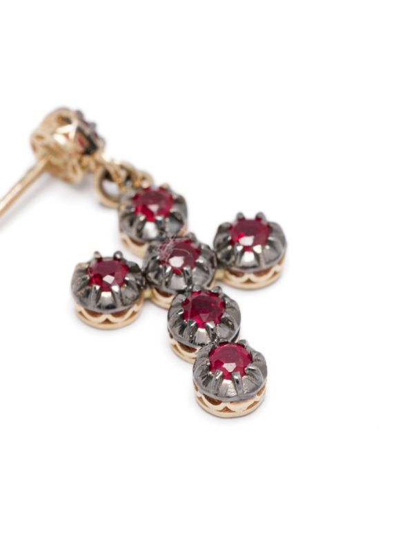 Browns Jacquie Aiche 14kt Yellow Gold Cross Ruby Earrings | Browns Earrings