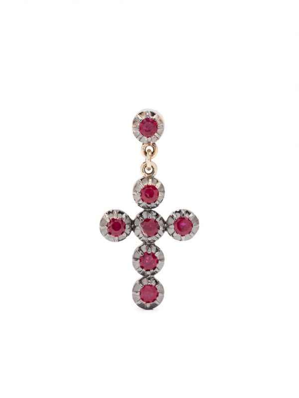 browns Jacquie Aiche 14kt yellow gold cross ruby earrings | Browns Earrings