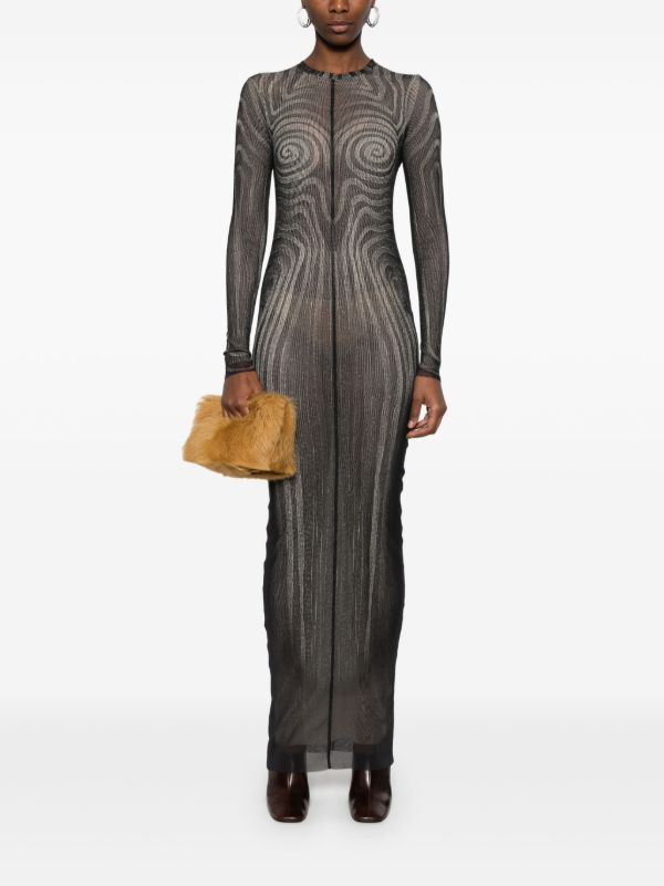Browns Jean Paul Gaultier Black Printed Mesh Maxi Dress | Browns Day Dresses