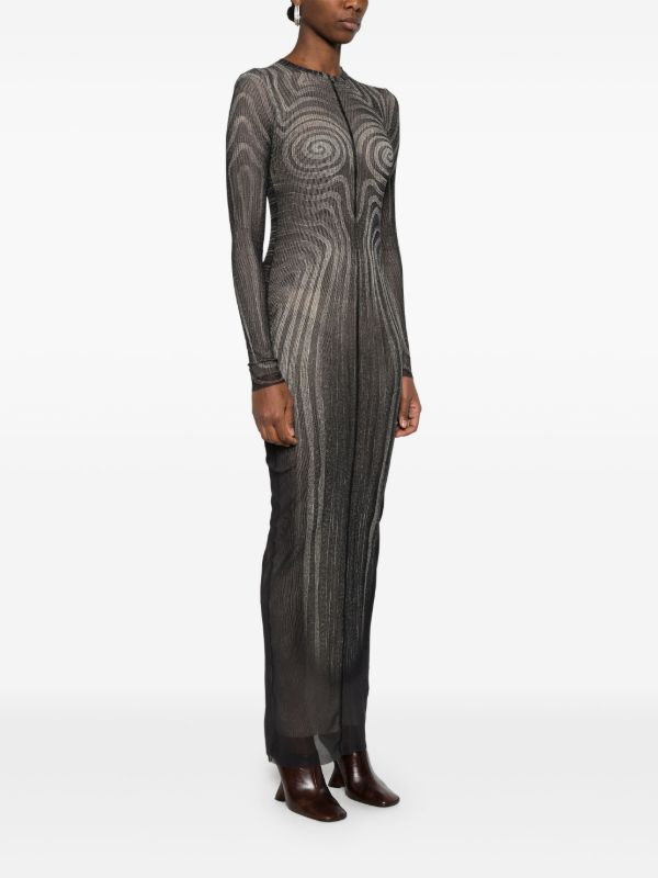 Browns Jean Paul Gaultier Black Printed Mesh Maxi Dress | Browns Day Dresses