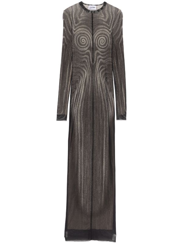 browns Jean Paul Gaultier Black Printed Mesh Maxi Dress | Browns Day Dresses