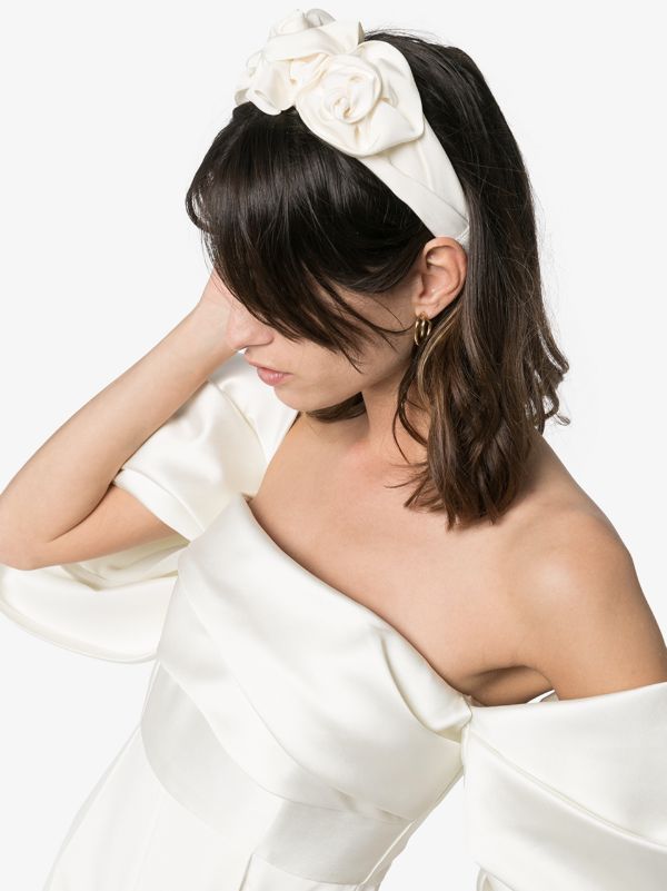 Browns Jennifer Behr White Rosette Silk Headband | Browns Hair Accessories