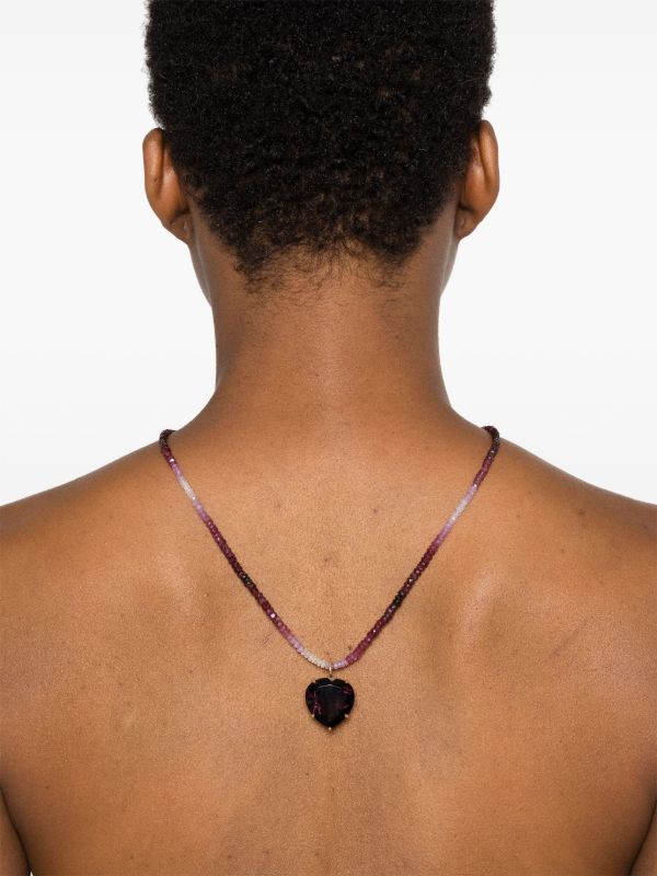 Browns JIA JIA 14K Gold Heart Quartz And Ruby Necklace | Browns Fine Necklaces