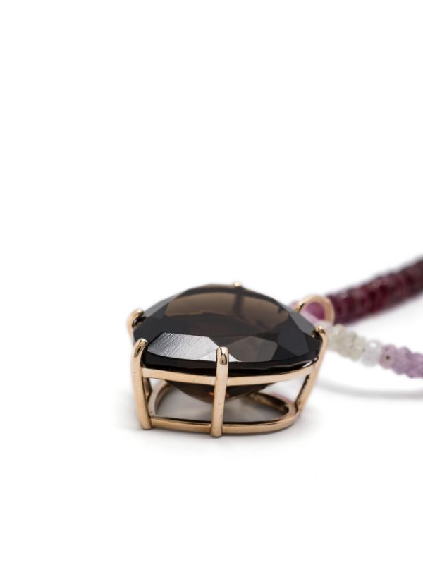 Browns JIA JIA 14K Gold Heart Quartz And Ruby Necklace | Browns Fine Necklaces