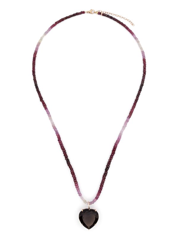 browns JIA JIA 14K Gold Heart Quartz And Ruby Necklace | Browns Fine Necklaces