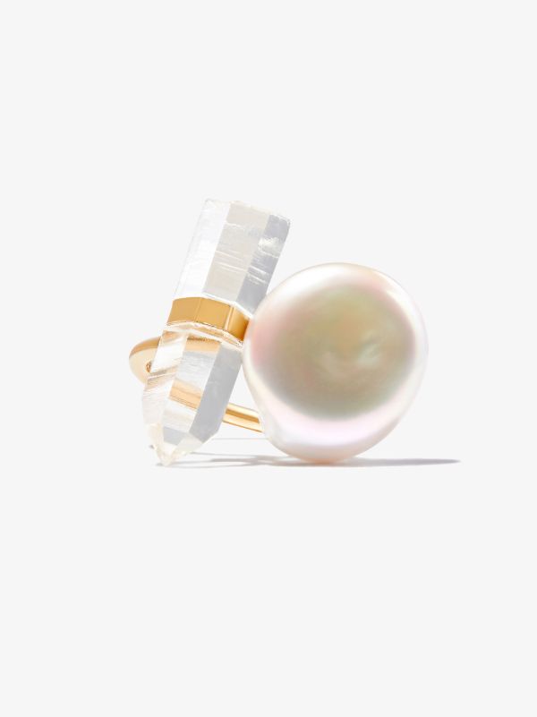 Browns JIA JIA 14K Gold Ocean Crystal Quartz Pearl Ring | Browns Fine Rings