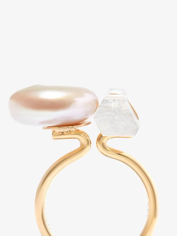 Browns JIA JIA 14K Gold Ocean Crystal Quartz Pearl Ring | Browns Fine Rings