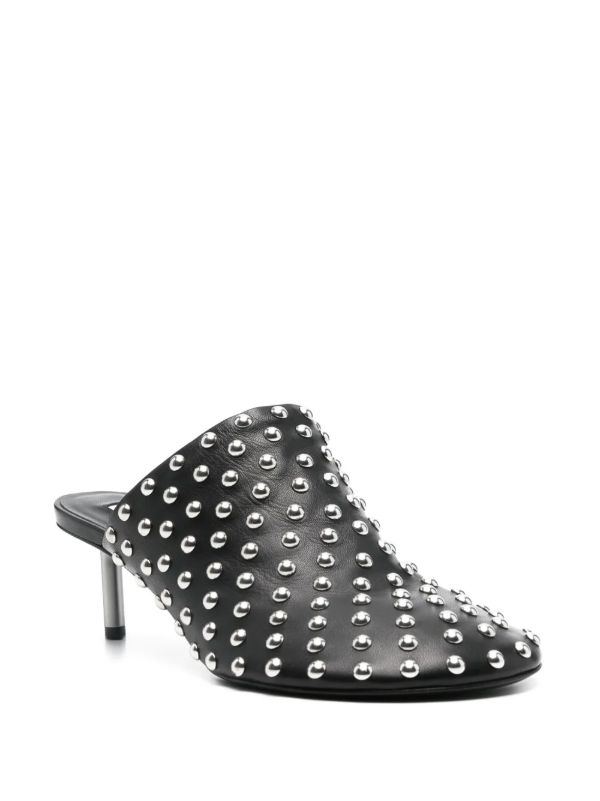 Browns Jil Sander Black 60 Leather Studded Mules | Browns Mules