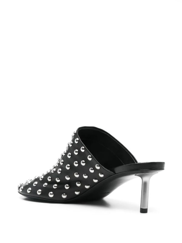Browns Jil Sander Black 60 Leather Studded Mules | Browns Mules