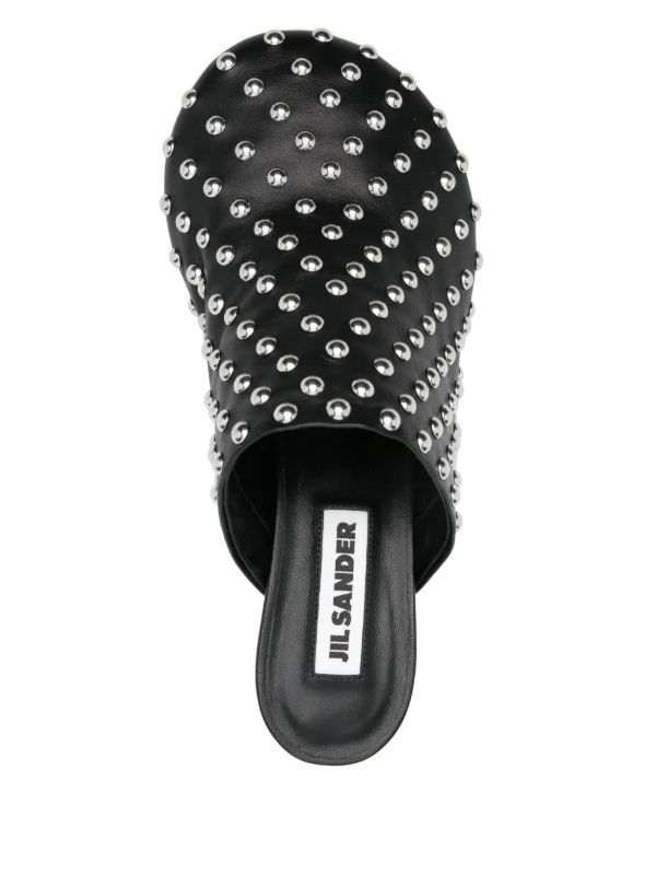 Browns Jil Sander Black 60 Leather Studded Mules | Browns Mules