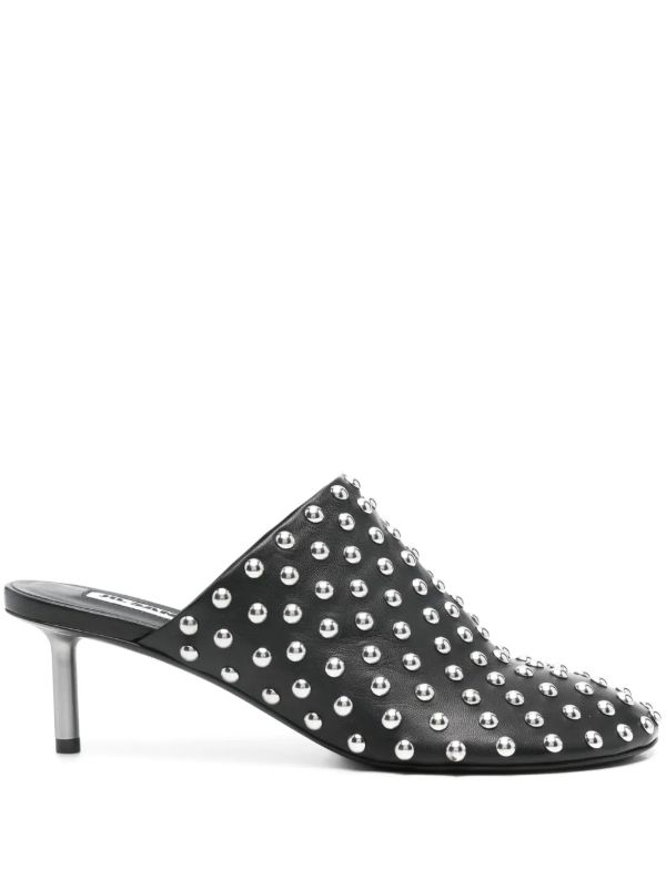 browns Jil Sander Black 60 Leather Studded Mules | Browns Mules