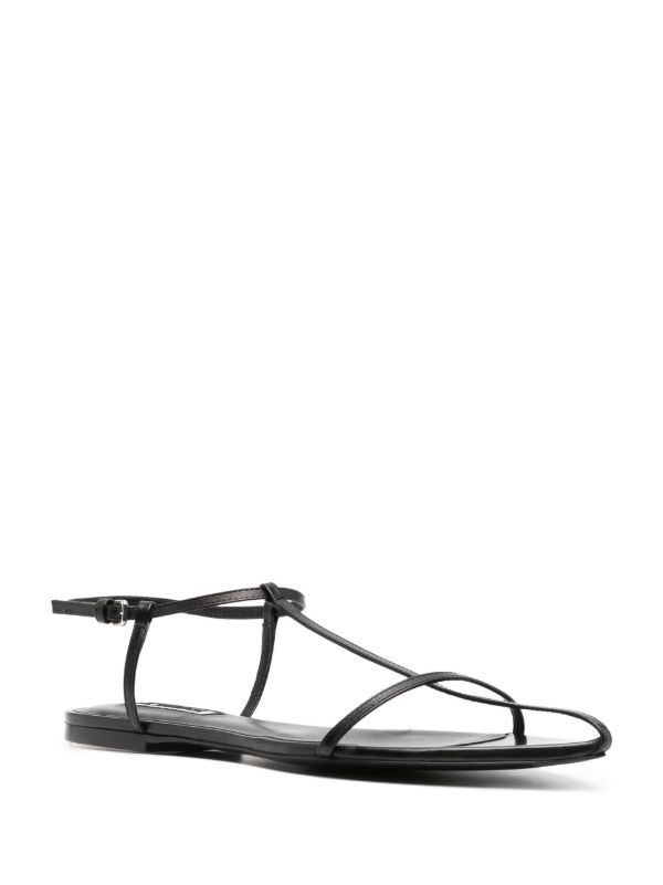Browns Jil Sander Black Ankle-Strap Leather Sandals | Browns Sandals