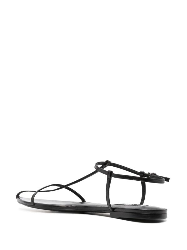 Browns Jil Sander Black Ankle-Strap Leather Sandals | Browns Sandals