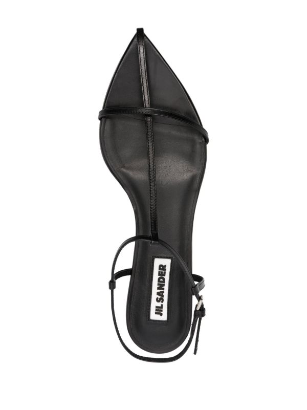 Browns Jil Sander Black Ankle-Strap Leather Sandals | Browns Sandals