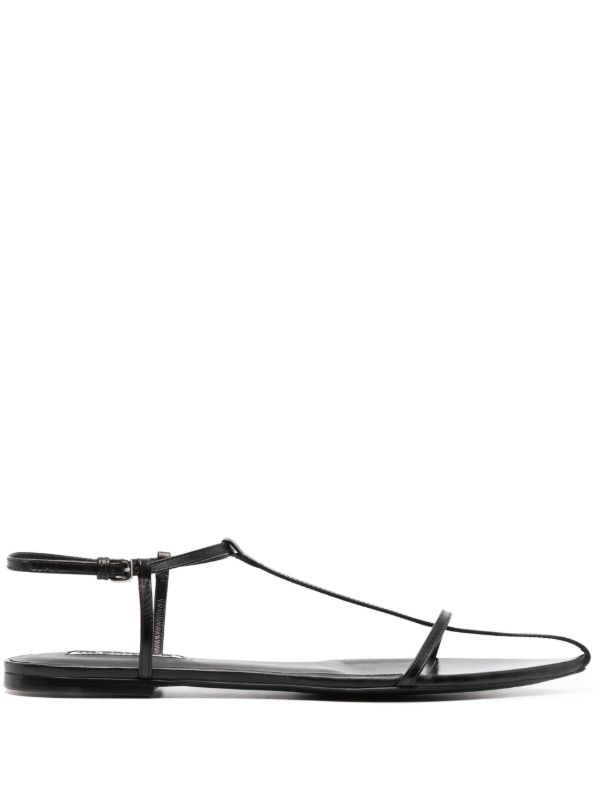 browns Jil Sander Black Ankle-Strap Leather Sandals | Browns Sandals