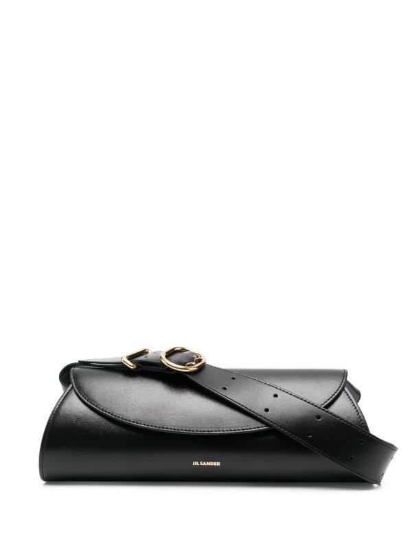 browns Jil Sander Black Cannolo Small Leather Shoulder Bag | Browns Shoulder Bags