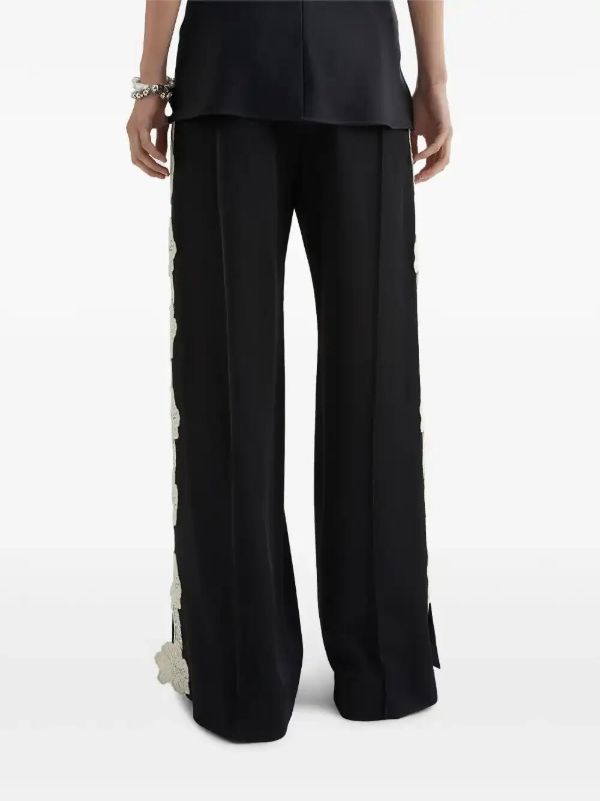 Browns Jil Sander Black Embroidered Lace Trousers | Browns Straight-Leg Pants