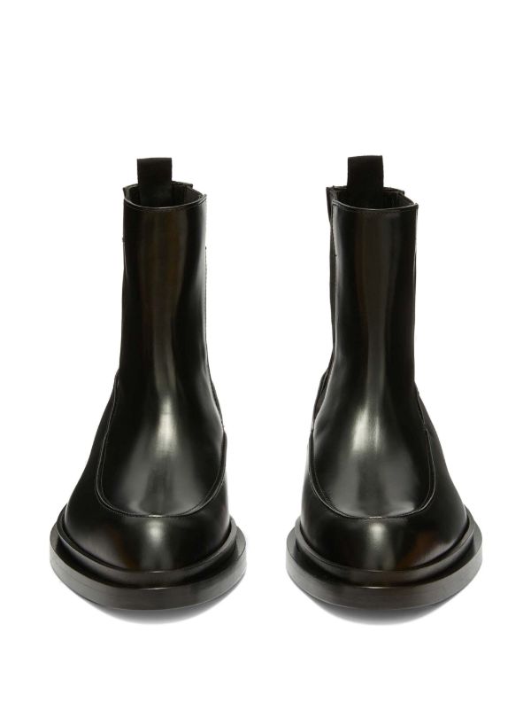 Browns Jil Sander Black Leather Ankle Boots | Browns Boots